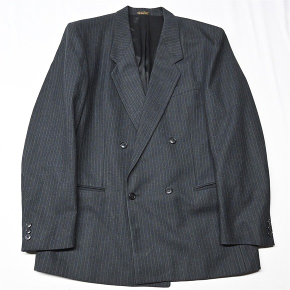 Other - Vtg Foreman & Clark 40R Gray Stripe Flannel Mens‎ Sport Coat Suit Jacket